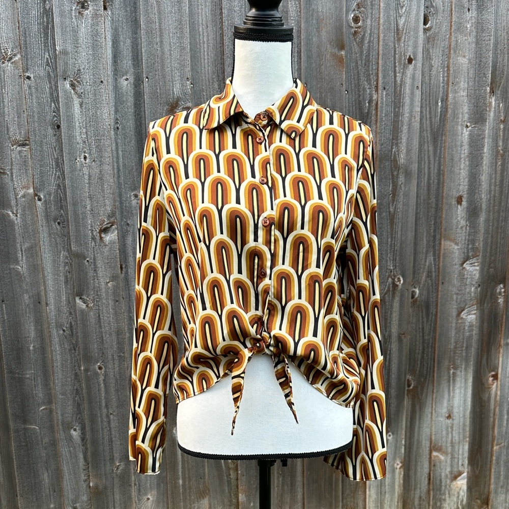 Rachel Zoe Multicolor Retro Pattern Shirt